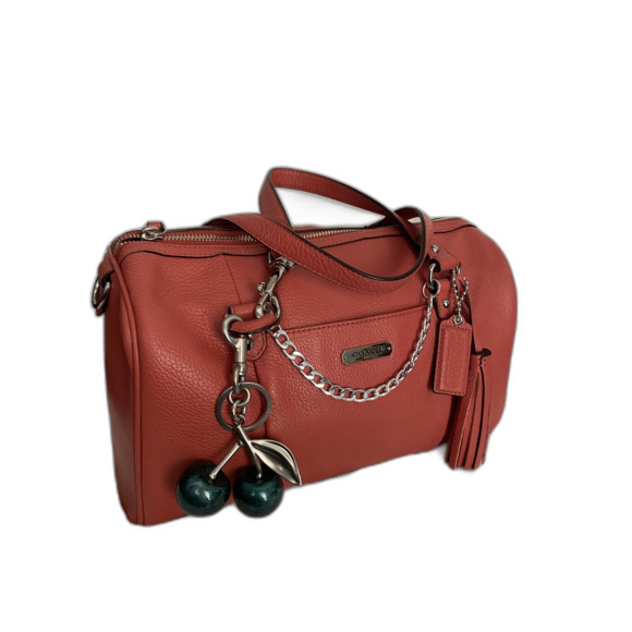 Coach Coral Colored Pebbled Leather Avery Satchel With Dust Cover - Picture 2 of 11